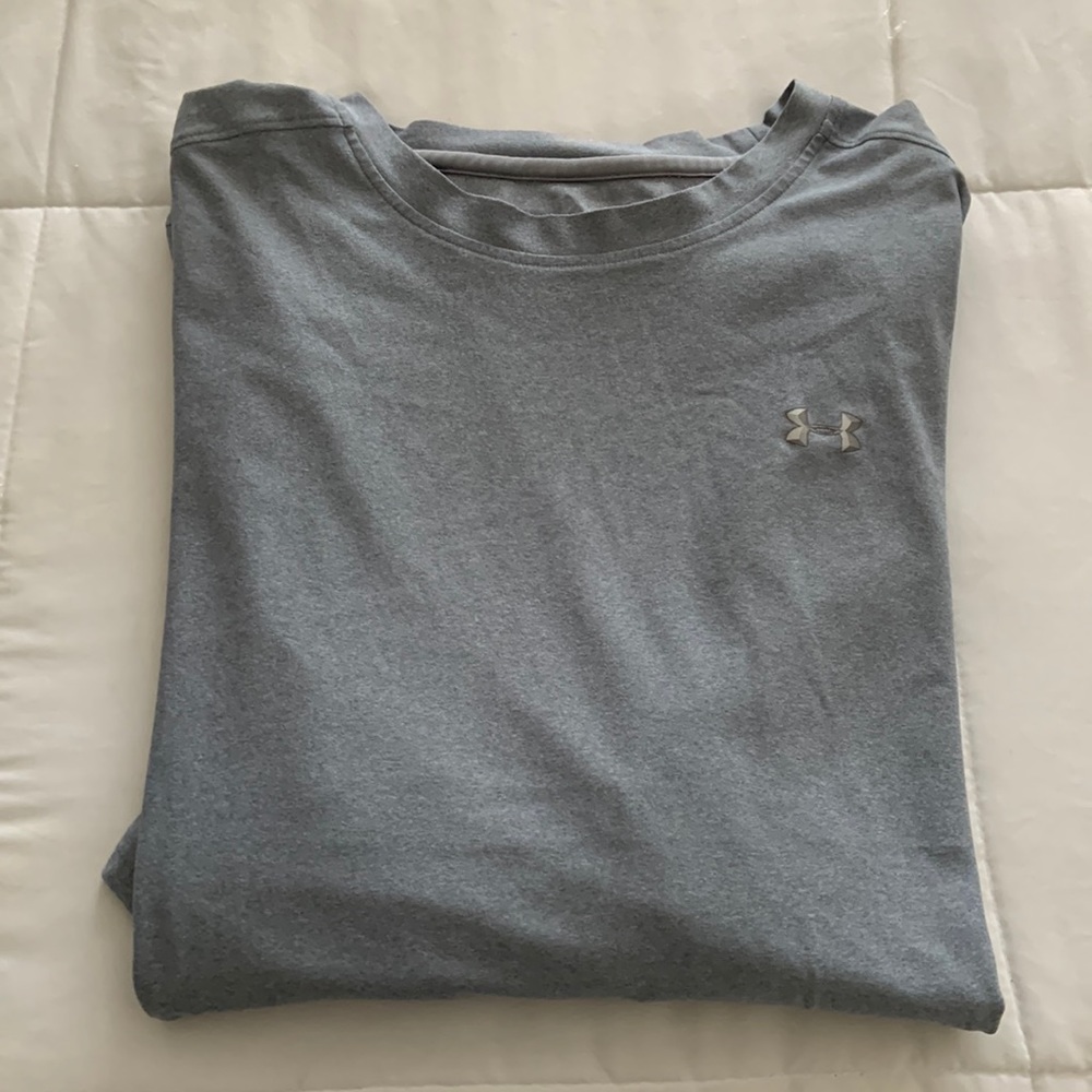 Mens Under Armour Short Sleeve Gray Workout Shirt